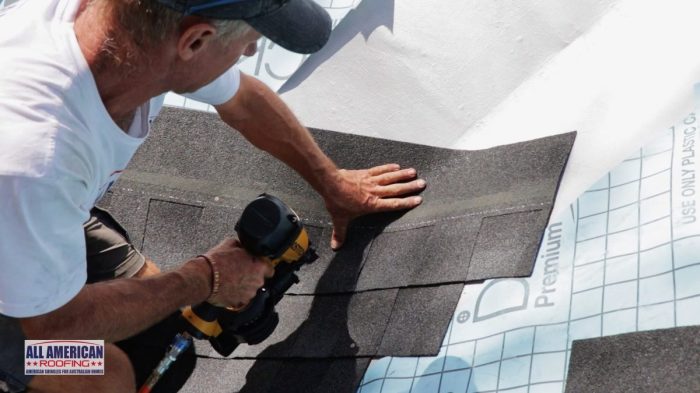 Laying asphalt shingles